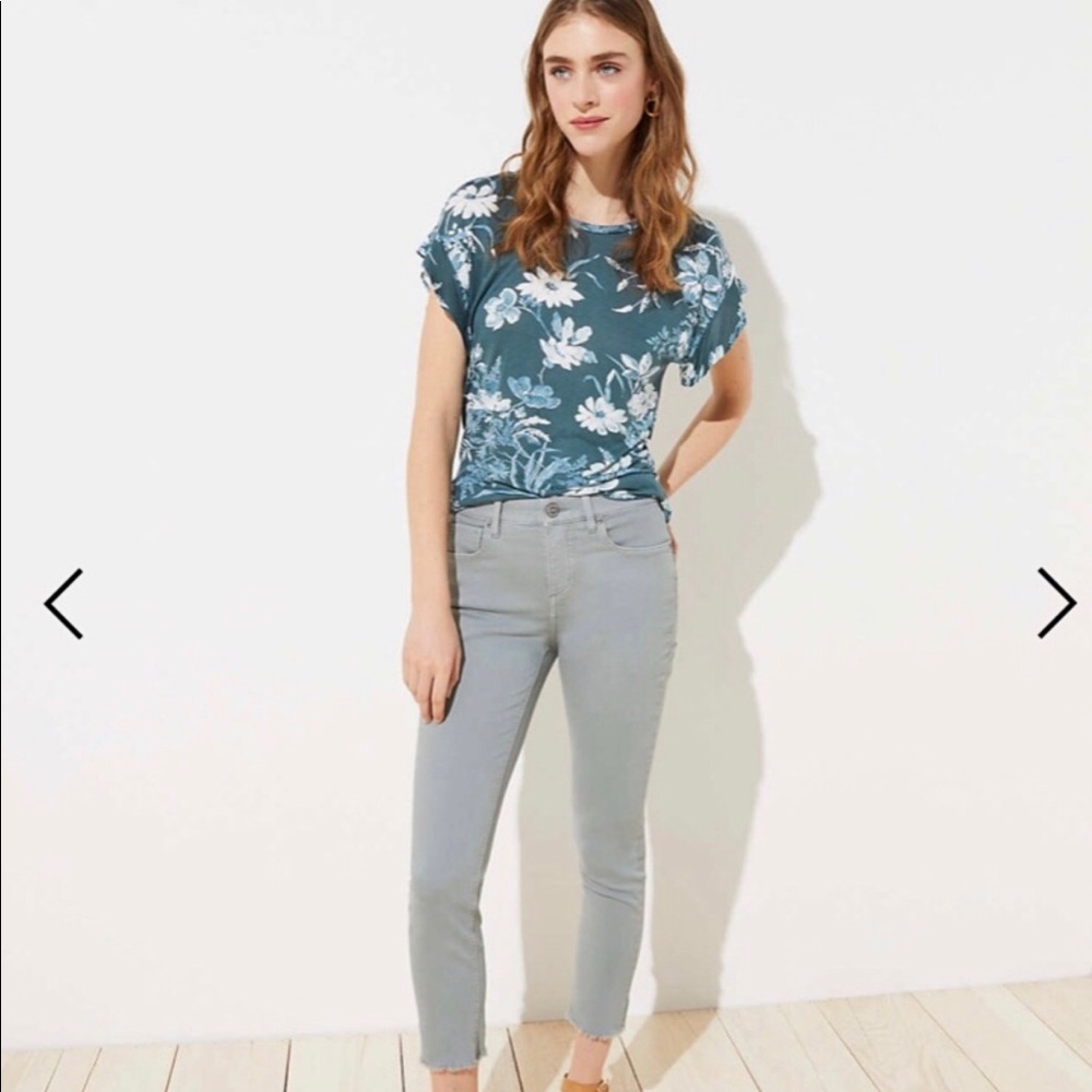 Loft Modern Skinny Fringe Hem Cropped Pants